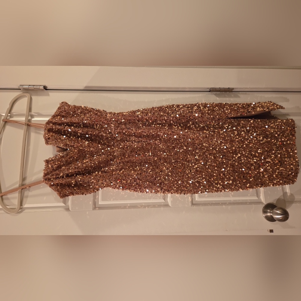 SHEIN Glittering Brown Sequin Mini Dress